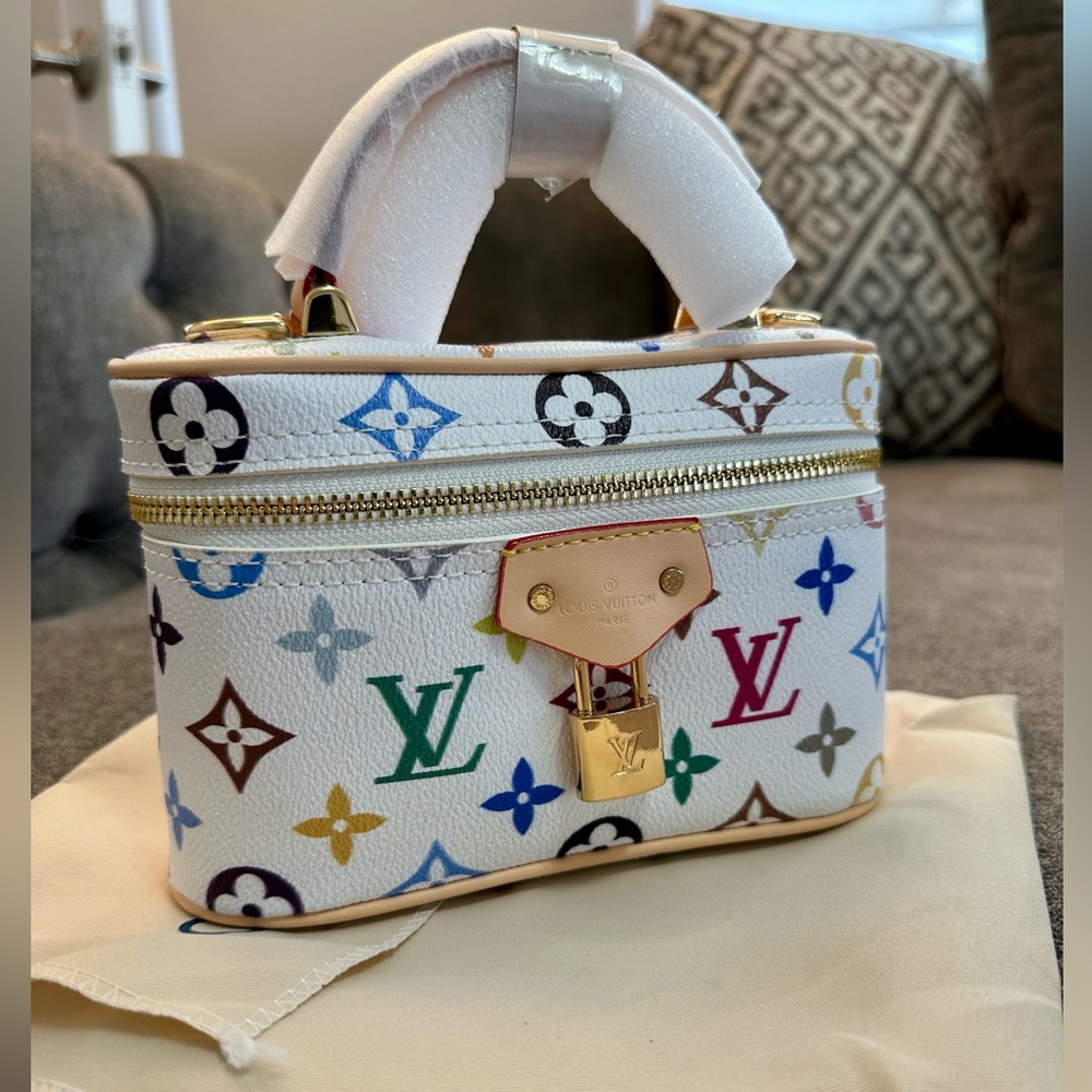 White multicolored vanity bag